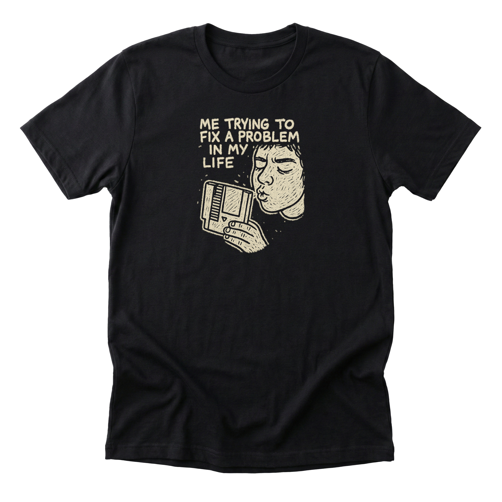 Blowing on Nintendo Cartridges - Funny 90s Kid T-Shirt