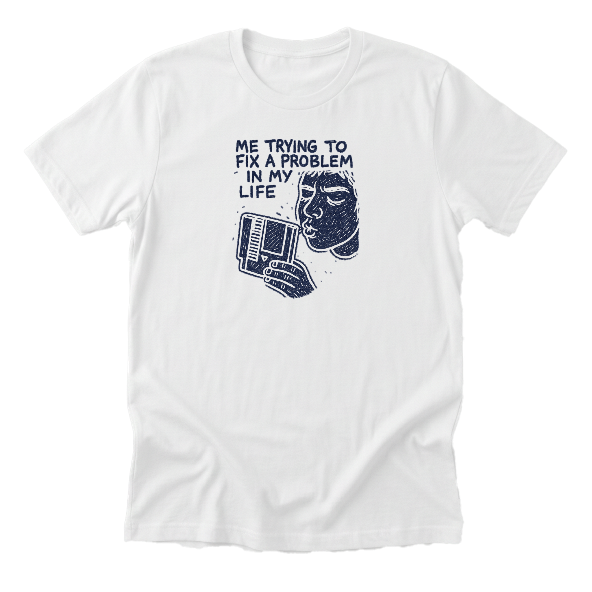 Blowing on Nintendo Cartridges - Funny 90s Kid T-Shirt