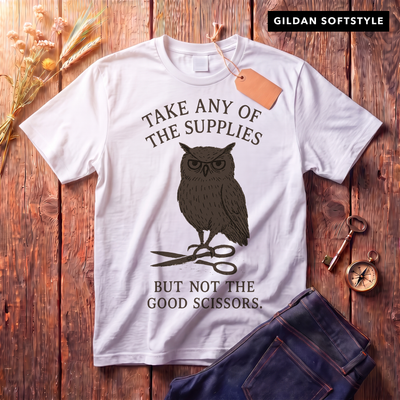 Take Any of the Supplies Funny Teacher Shirt | Scissors Owl Tee
