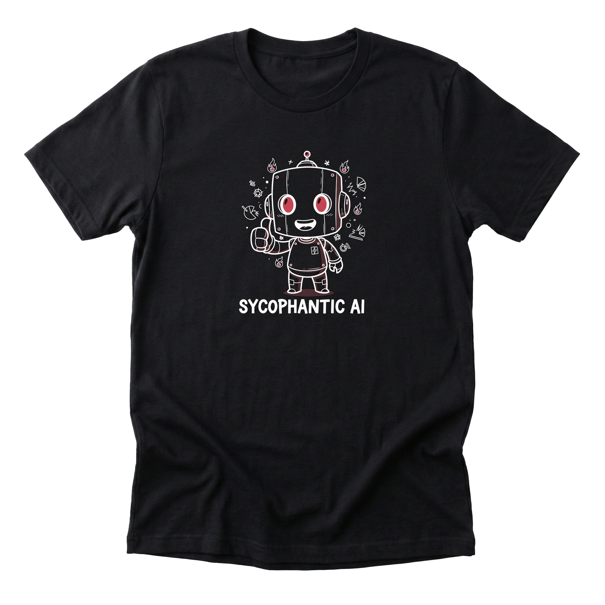 Sycophantic AI Tee black mockup