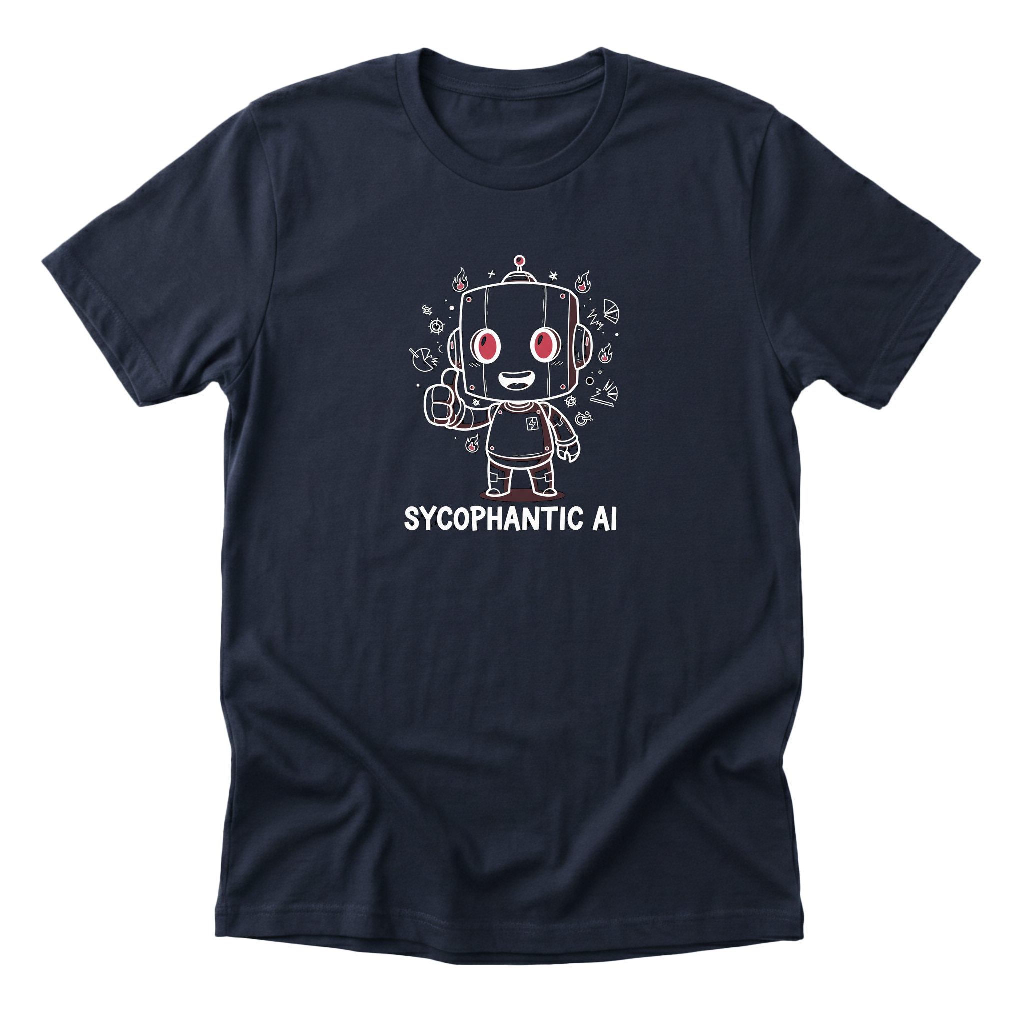 Sycophantic AI Tee navy mockup